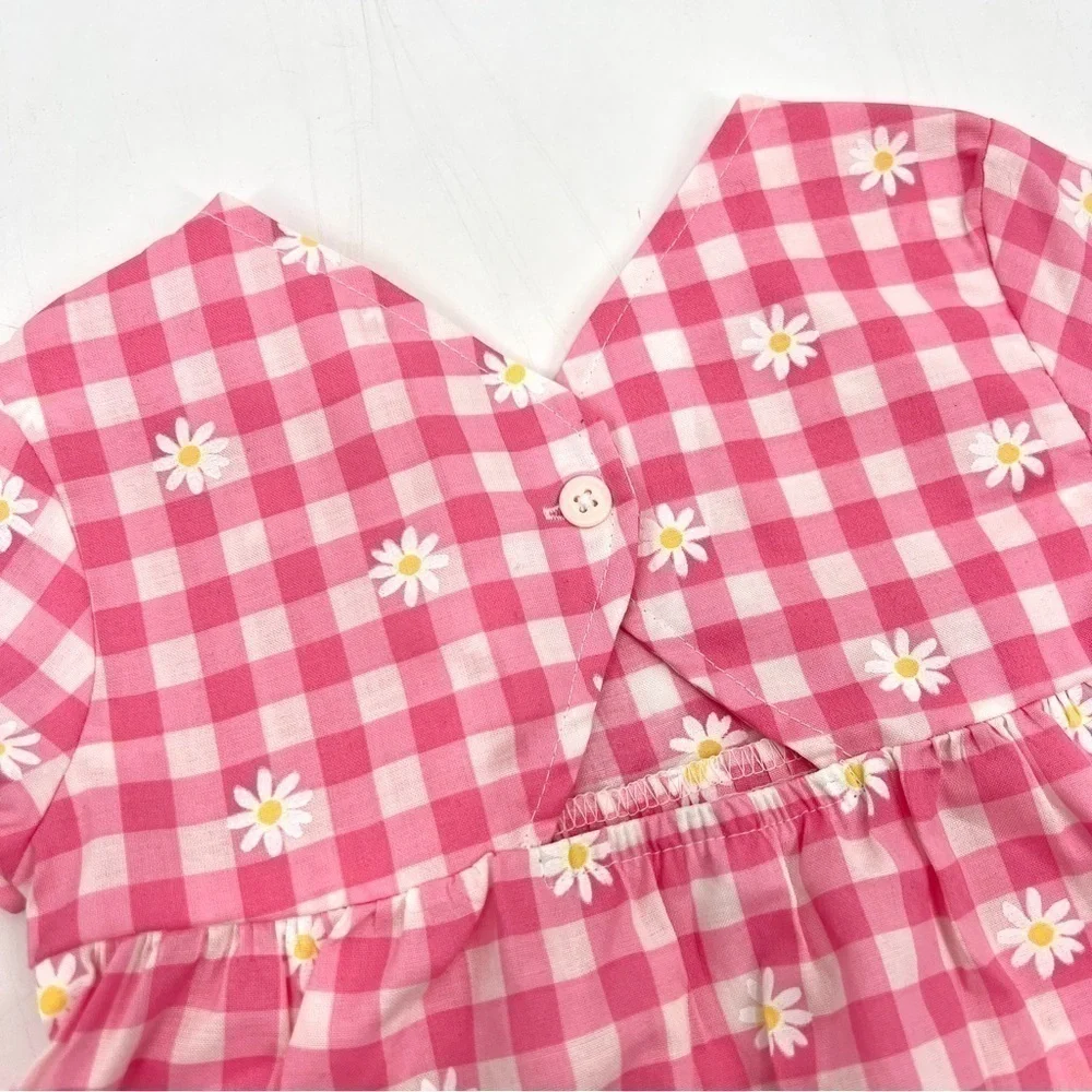 NWT CARTER'S Girl's Pink & White Gingham Checkered Lightweight Blouse Size 24M